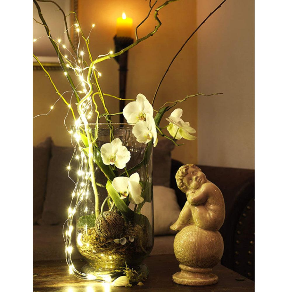 Drahtbeleuchtung - LED-Weihnachtsbeleuchtung innen - 200 Lichter - 2 Meter - warmweiß