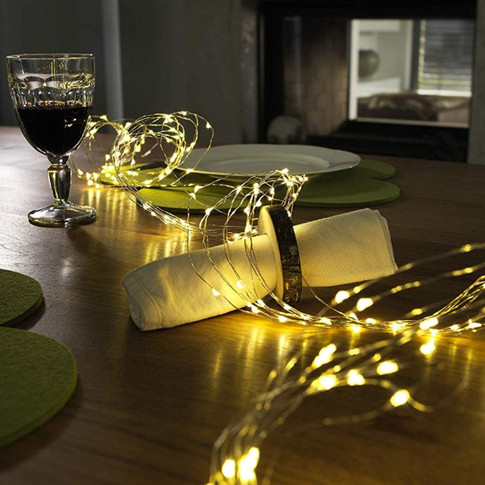 Drahtbeleuchtung - LED-Weihnachtsbeleuchtung innen - 200 Lichter - 2 Meter - warmweiß