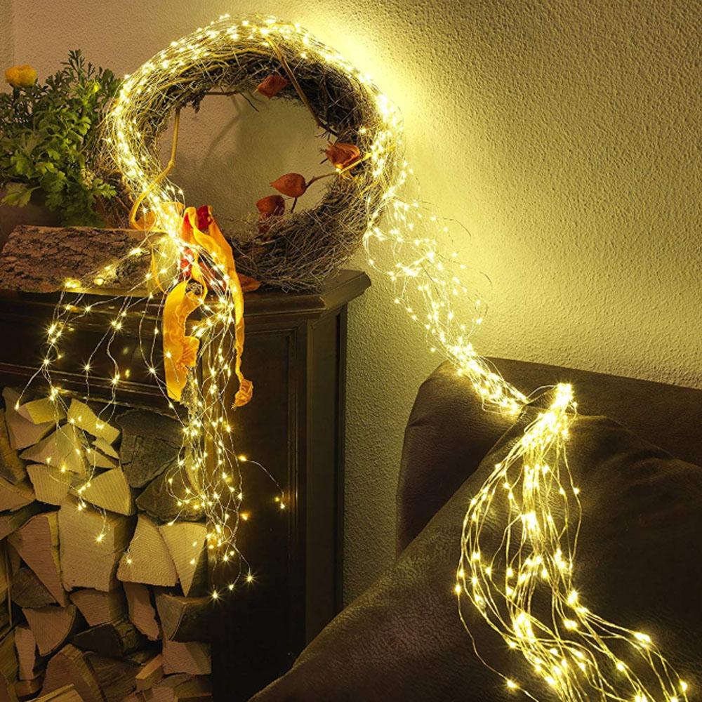 Drahtbeleuchtung - LED-Weihnachtsbeleuchtung innen - 200 Lichter - 2 Meter - warmweiß