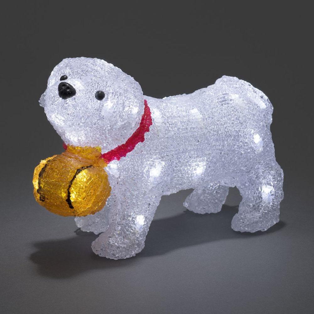 Hund - LED-Weihnachtsbeleuchtung für draußen und drinnen - 24 Lichter - 20,5 x 29 cm - kaltweiß