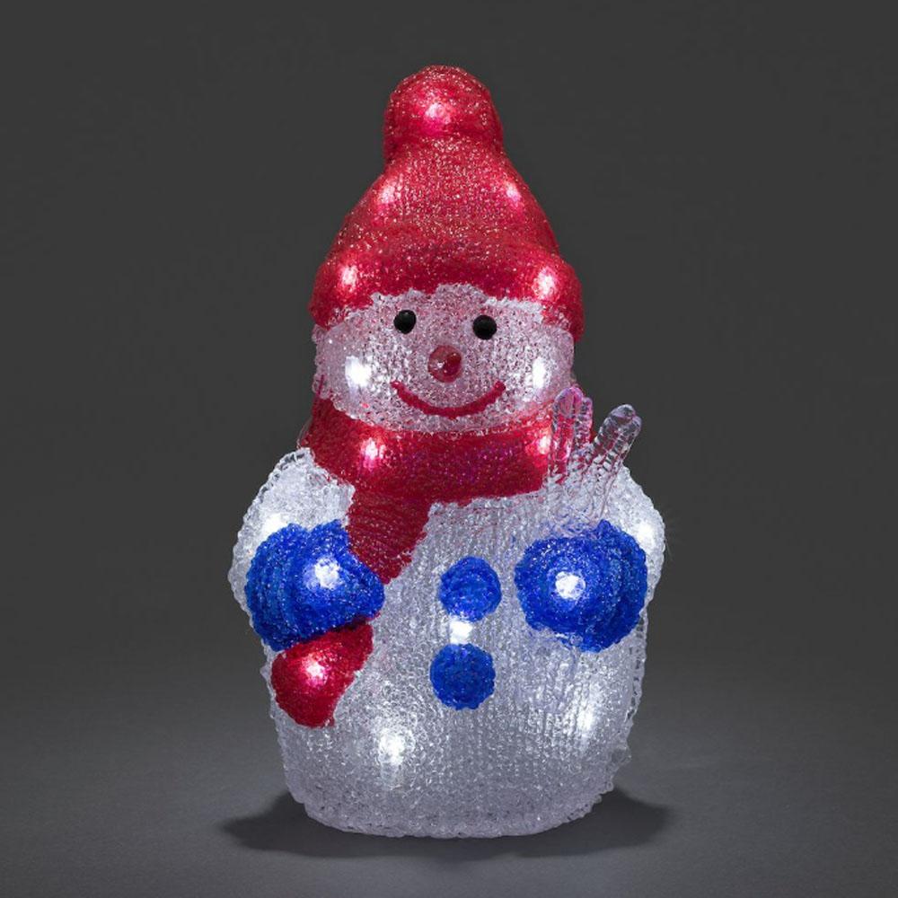 Schneemann - LED-Weihnachtsbeleuchtung für draußen und drinnen - 24 Lichter - 19 x 31 cm - kaltweiß - 4x AA
