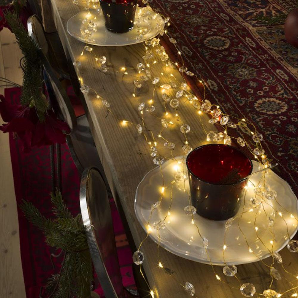 Drahtbeleuchtung - LED-Weihnachtsbeleuchtung innen - 200 Lichter - 2 Meter - warmweiß