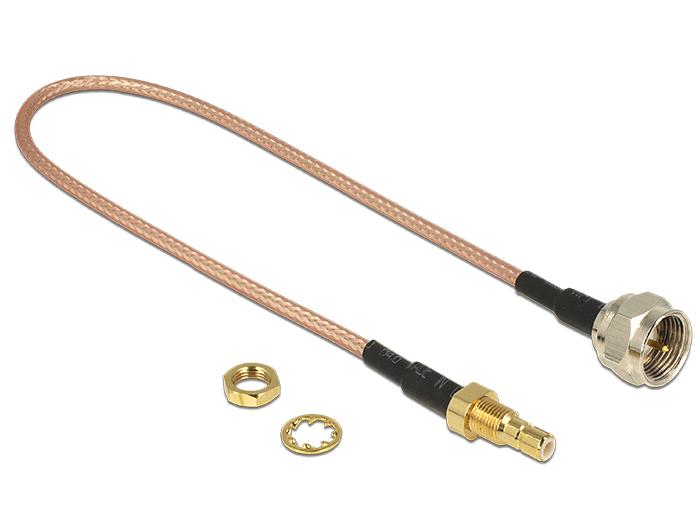 Delock Antennenkabel F-Stecker > SMB-Buchse zum Einbau RG-316 25 cm - Delock