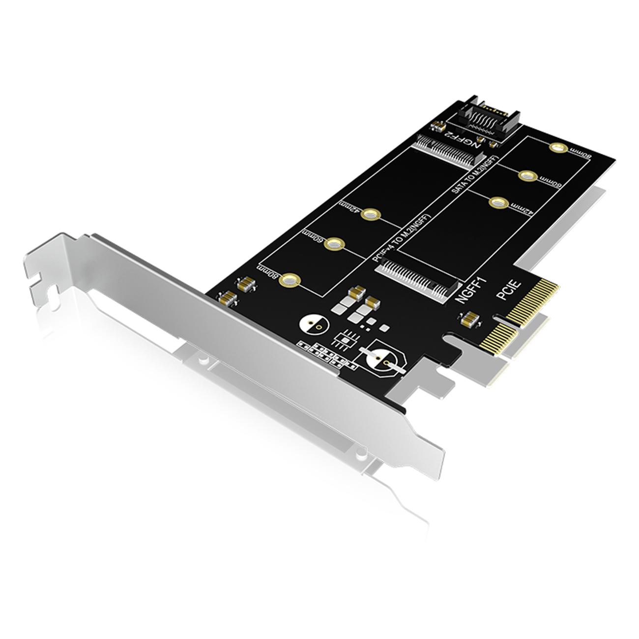 PCI Express Kaart 2x M.2 SSD zu SATA III + PCIe 3.0 x4 - Icy Box