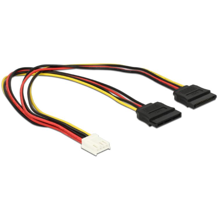 Delock Kabel Power Floppy 4 Pin Female > 2 x SATA 15 Pin Femaleeli