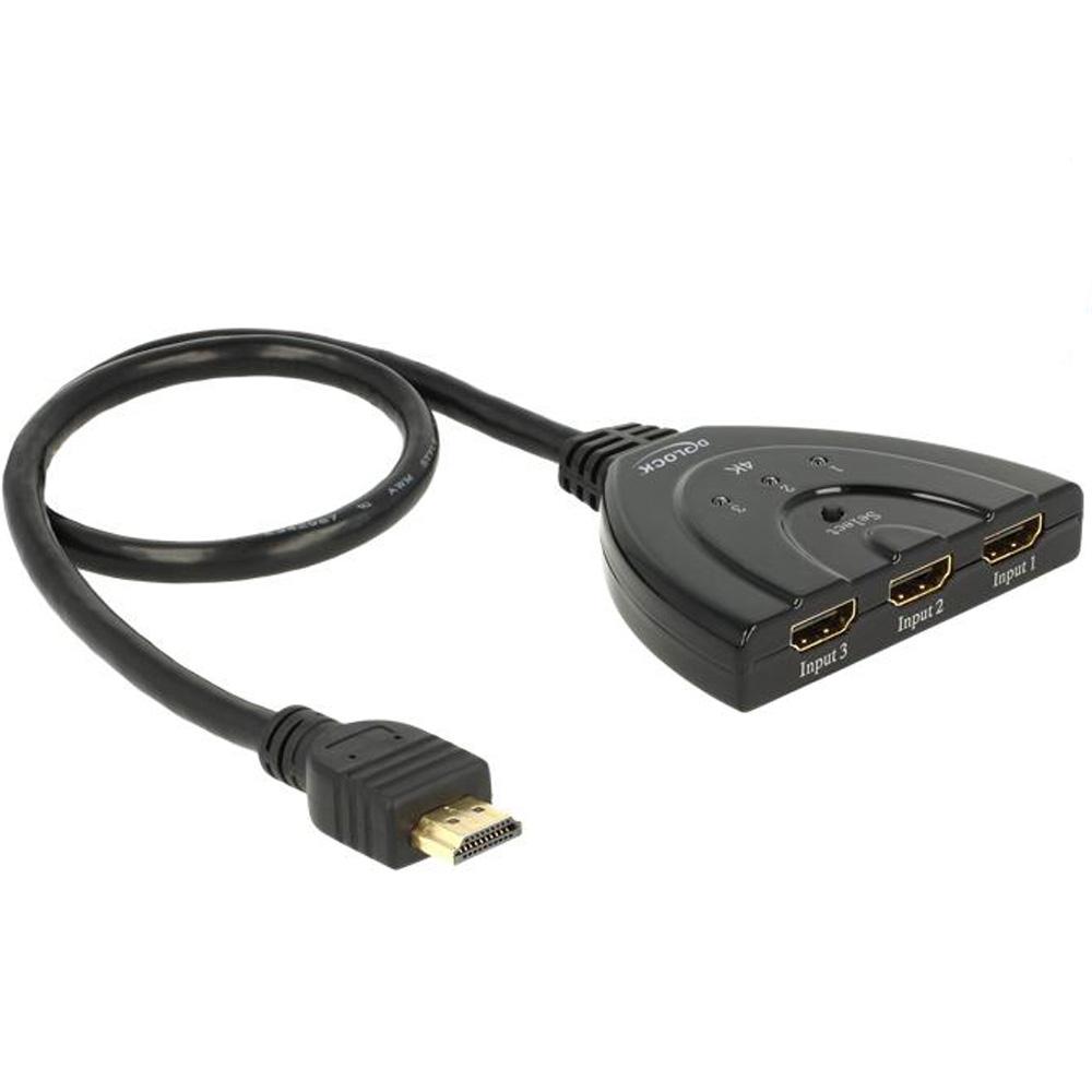 HDMI UHD Switch 3 x HDMI in > 1 x HDMI out 4K mit integriertem Kabel 5 - Delock