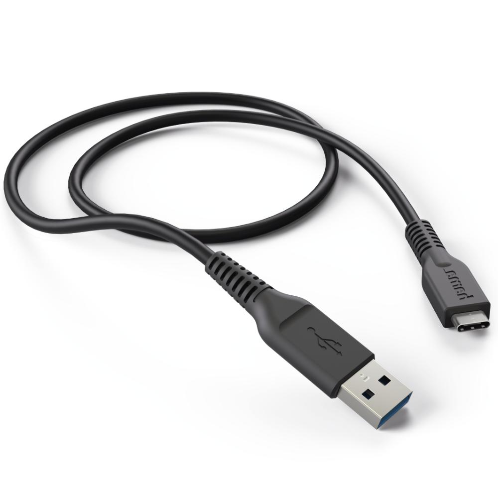 Oplaad-/sync-kabel, USB Type-C - USB-3.1-A-stekker, 1 m, zwart - Hama