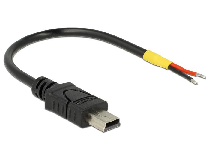 Delock Kabel USB 2.0 Mini-B Stecker > 2 x Offene Kabelenden Power 10 cm Breed