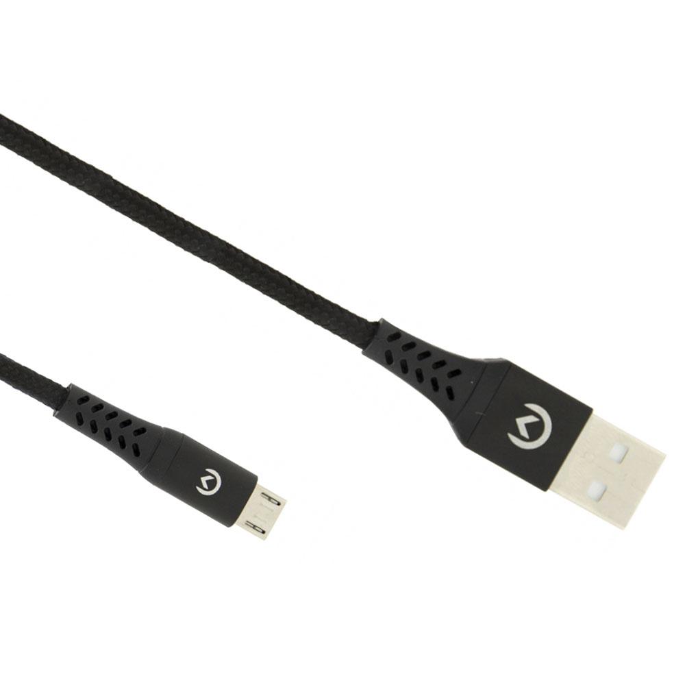 Mobilize Nylon geflochtenes Lade/Sync Kabel Micro USB 1m. Schwarz
