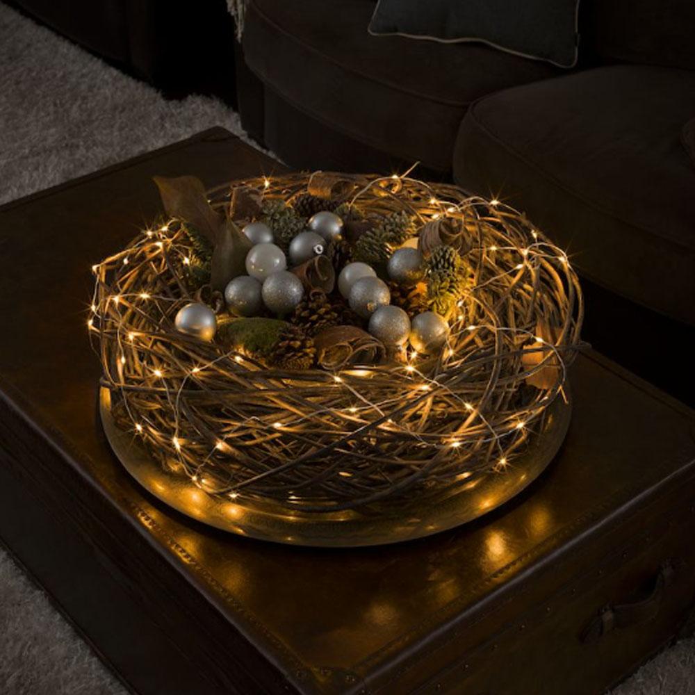 Drahtbeleuchtung - LED-Weihnachtsbeleuchtung innen - 100 Lichter - 9,9 Meter - extra warmweiß
