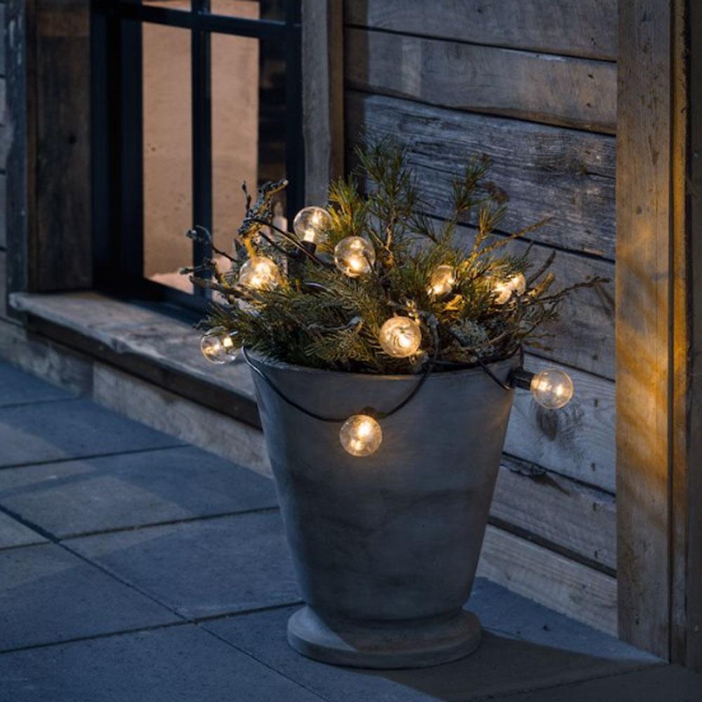 Lumières de Noël d'intérieur - Type : Cordon à piquer Type de lampe : Led ( 20 ampoules) Couleur de la lumière : Blanc extra chaud Application : IP44 -  Intérieur et extérieur