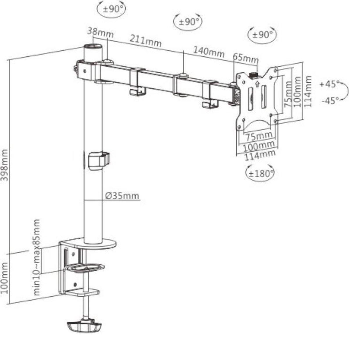 Monitorarmhalterung - 1 Bildschirm - allteq