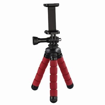 Mini Stativ Flex für Smartphone und GoPro, 14 cm, rot - Hama