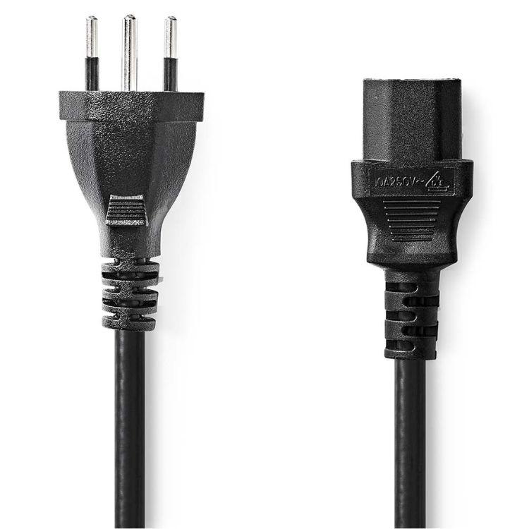 Stromversorgungskabel Stecker Typ J (CH) - IEC-320-C13 5,0 m Schwarz
