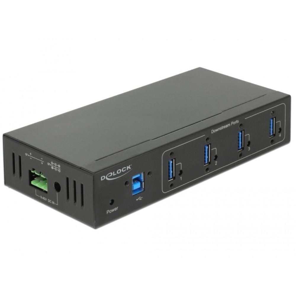 Delock Externer Industrie-Hub 4 x USB 3.0 Typ-A mit 15 kV ESD-Schutz