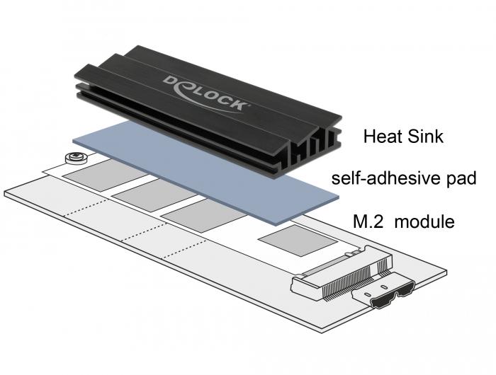 Delock Kühlkörper 70 mm für M.2 Modul schwarz - Delock