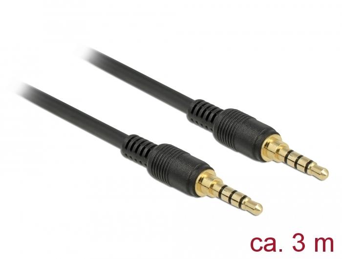 Delock Klinkenkabel 3,5 mm 4-polig Stecker > Stecker 3 m schwarz - Delock