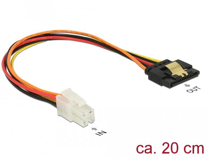 Delock Kabel P4 4-Pin Stecker > SATA 15-Pin Buchse 20 cm - Delock