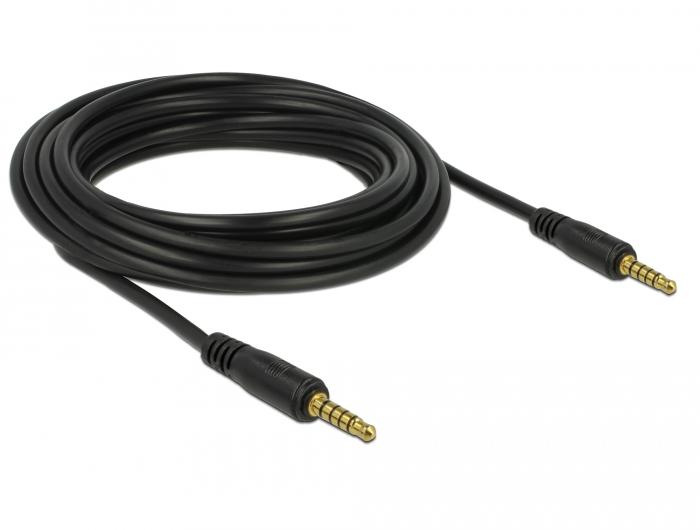 Delock Klinkenkabel 3,5 mm 5-polig Stecker auf Stecker 5 m schwarz - Delock