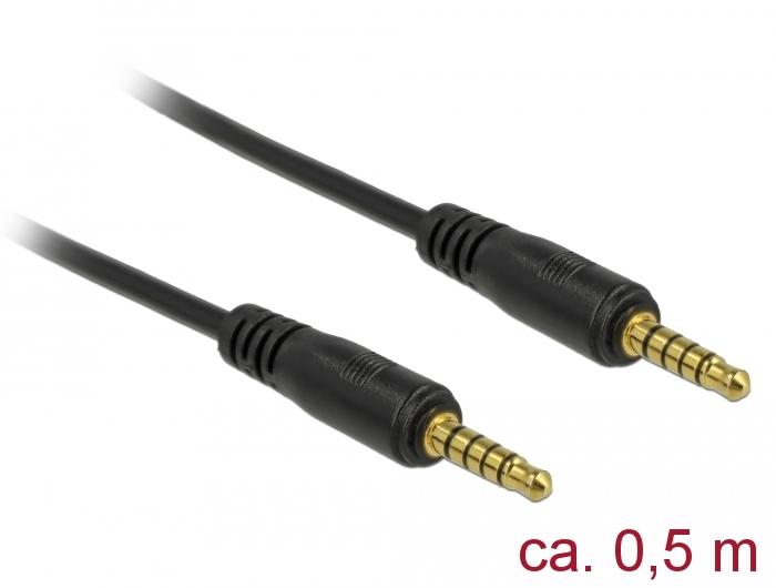 Delock Klinkenkabel 3,5 mm 5-polig Stecker auf Stecker 0,5 m schwarz - Delock