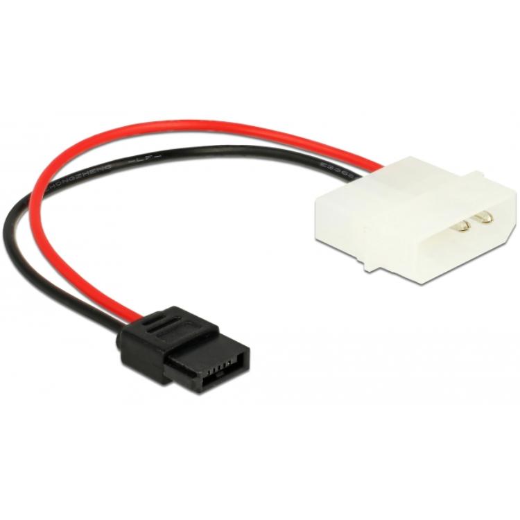 Delock Stromkabel Molex 4 Pin Stecker zu Slim SATA 6 Pin Buchse 15 cm