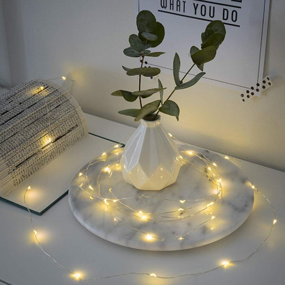 Drahtbeleuchtung - LED-Weihnachtsbeleuchtung für den Innenbereich - 40 Lichter - 3,9 Meter - extra warmweiß - 3x AA