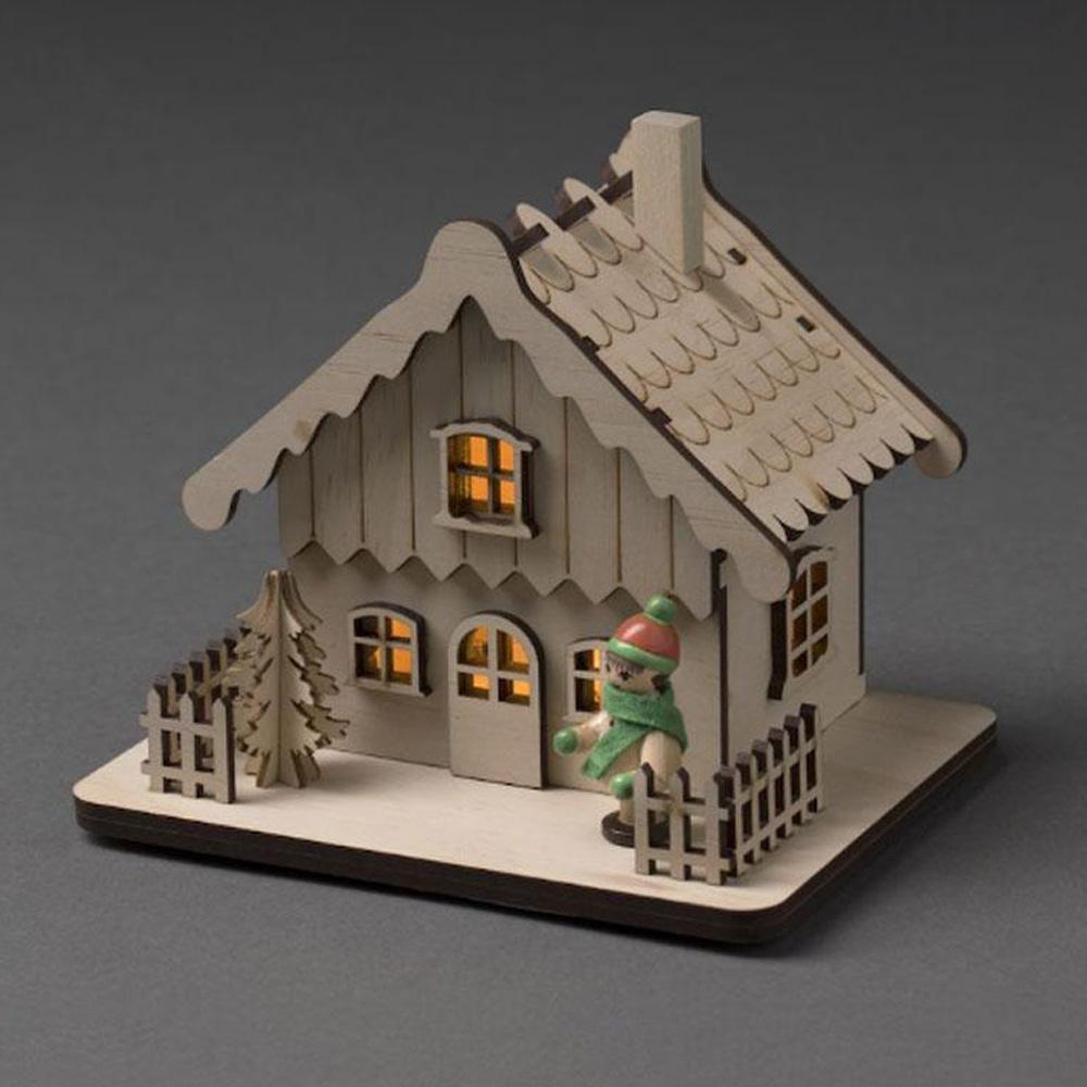 Weihnachtshaus -geführte Weihnachtsbeleuchtung innen - 2 Lichter - 12 x 12 cm - warmweiß - 3x AAA