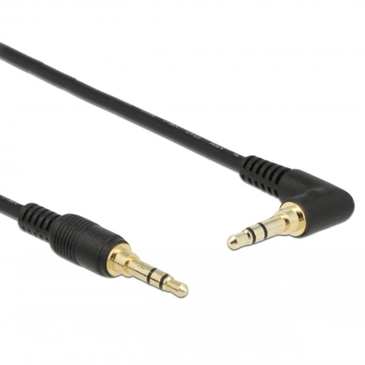 Delock Klinkenkabel 3,5 mm 3-polig Stecker > Stecker gewinkelt 2 m schwarz - Delock