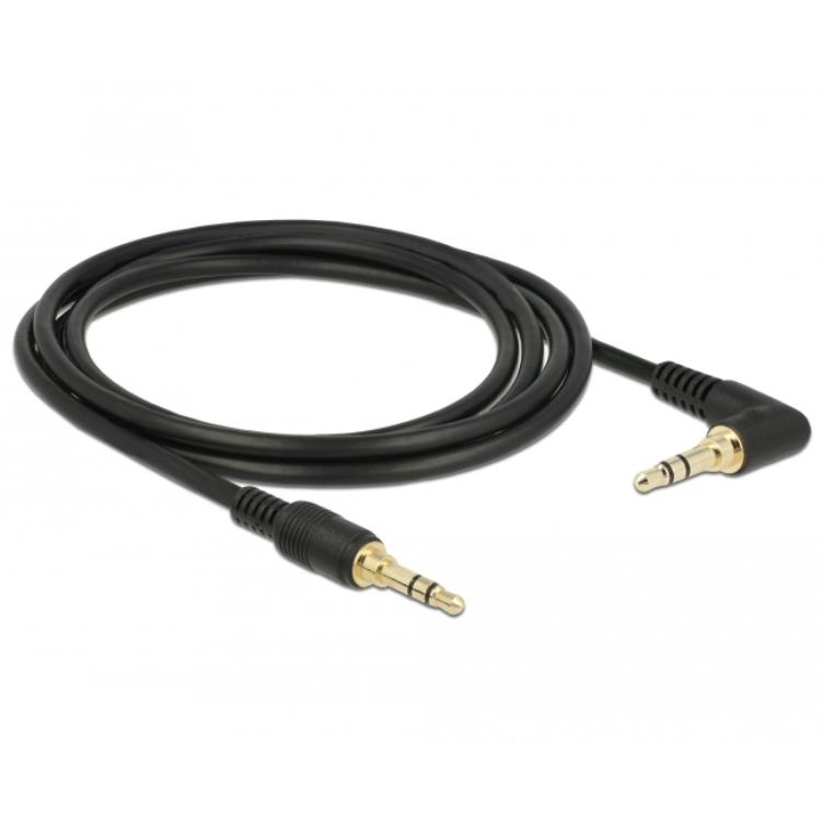 Delock Klinkenkabel 3,5 mm 3-polig Stecker > Stecker gewinkelt 2 m schwarz - Delock