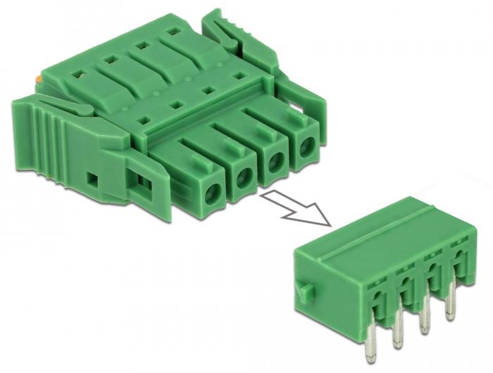 Delock Anschlussklemmen Satz für Leiterplatte 4-polig 3,81 mm Raster horizontal - Delock
