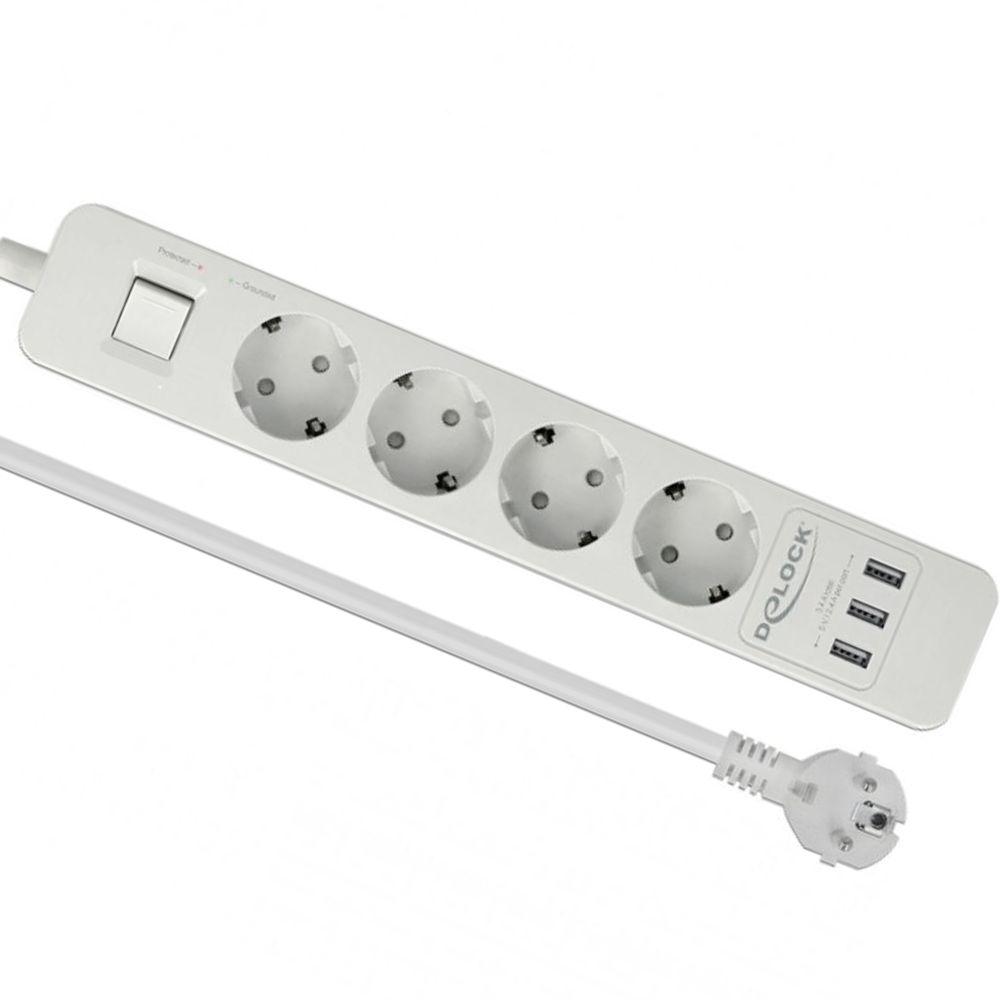Steckdosenleiste 4-fach - USB - Delock