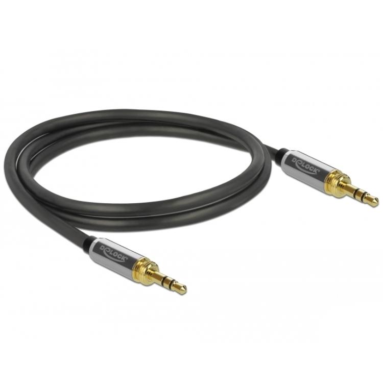Delock Klinkenkabel 3,5 mm 3-polig Stecker auf Stecker mit Schraubverschluss - Delock