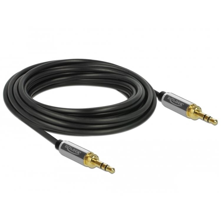 Delock Klinkenkabel 3,5 mm 3-polig Stecker auf Stecker mit Schraubadapter 5 m - Delock