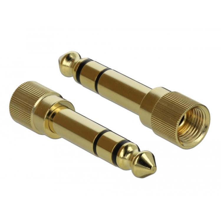 Delock Klinkenkabel 3,5 mm 3-polig Stecker auf Stecker mit Schraubadapter 5 m - Delock