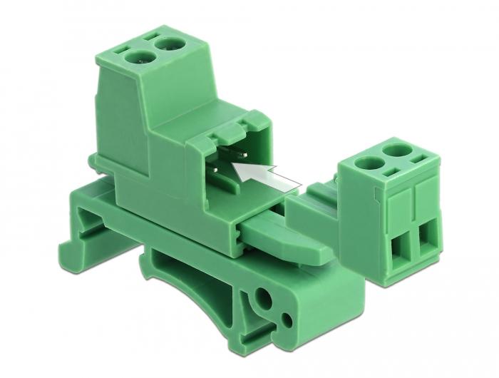 Delock Klemmenblockset für Hutschienen 2 Stifte im Raster 5,08 mm gewichtet - Delock