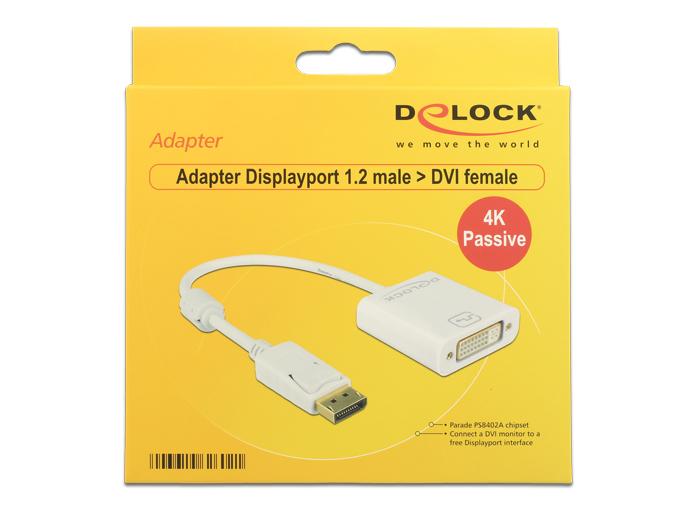 Delock DisplayPort 1.2 Stecker > DVI Buchse 4K Passiv weiß - Delock