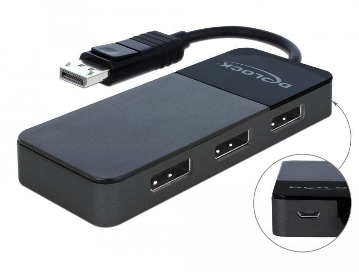 Delock DisplayPort 1.4 Splitter 1 x DisplayPort Eingang > 3 x DisplayPort Ausgang