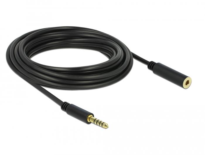 Delock Verlängerungskabel Klinke 4,4 mm 5-polig Stecker auf Buchse 5 m schwarz - Delock