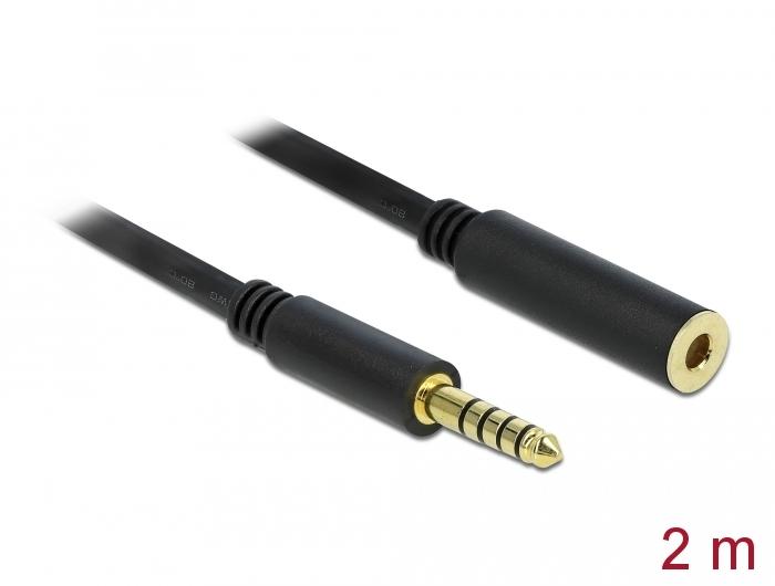 Delock Verlängerungskabel Klinke 4,4 mm 5-polig Stecker auf Buchse 2 m schwarz - Delock