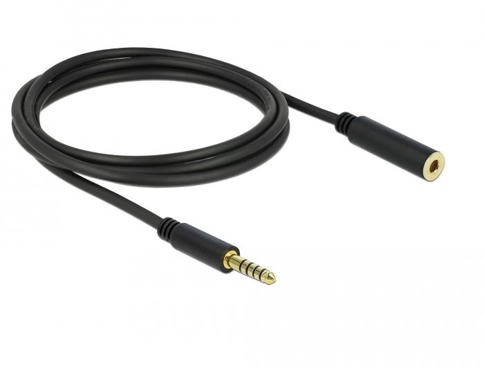 Delock Verlängerungskabel Klinke 4,4 mm 5-polig Stecker auf Buchse 2 m schwarz - Delock