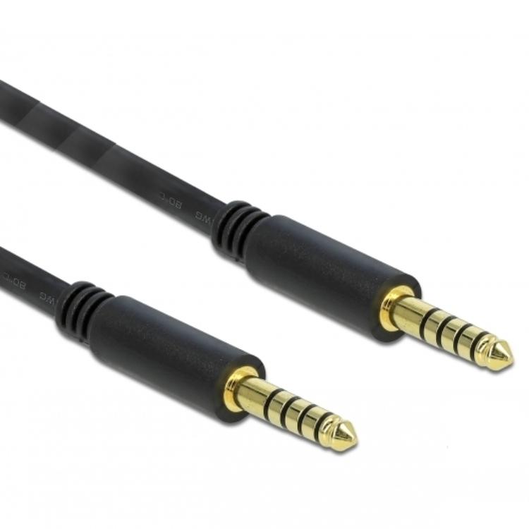 Delock Klinkenkabel 4,4 mm 5-polig Stecker auf Stecker 1 m schwarz - Delock