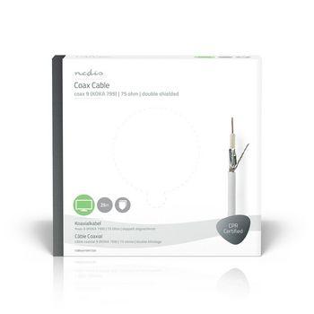 Koaxialkabel Koax 9 (KOKA 799) 25,0 m Geschenkkarton Weiß - Nedis