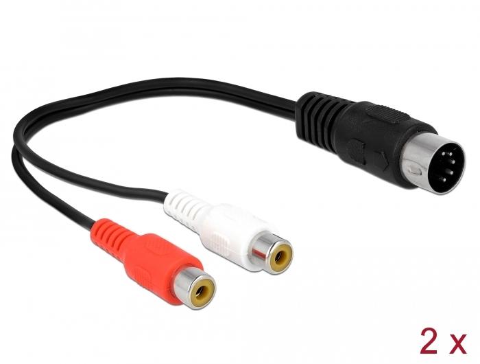 Delock DIN-Kabel Diodenstecker 5-polig auf 2 x Cinch-Buchse 20 cm - Delock