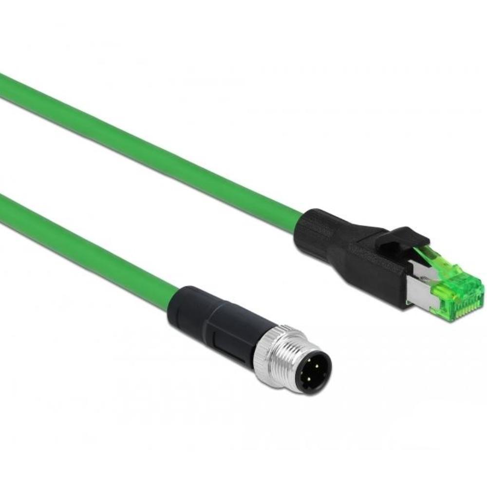 Delock Netzwerkkabel M12 4-polig D-kodiert auf RJ45 Stecker PVC 2 m