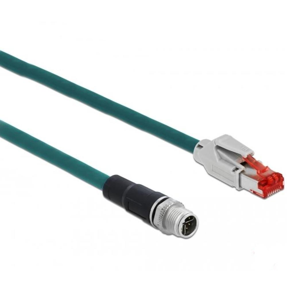 Delock Netzwerkkabel M12 8-polig X-kodiert auf RJ45 Stecker PVC 1 m