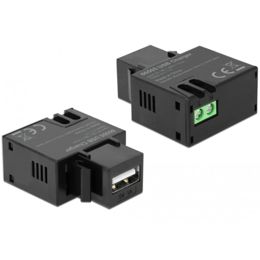 Delock Keystone Modul mit USB Typ-A Ladebuchse 1 A schwarz - Delock