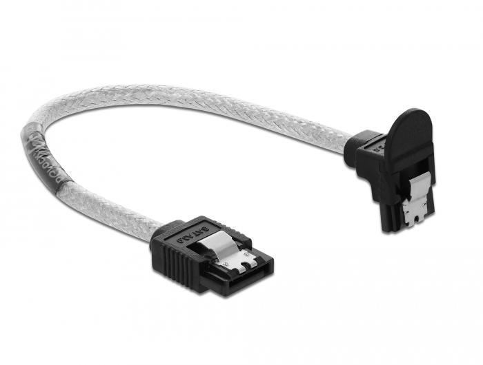 Delock SATA 6 Gb/s Kabel gerade abgewinkelt 20 cm transparent - Delock