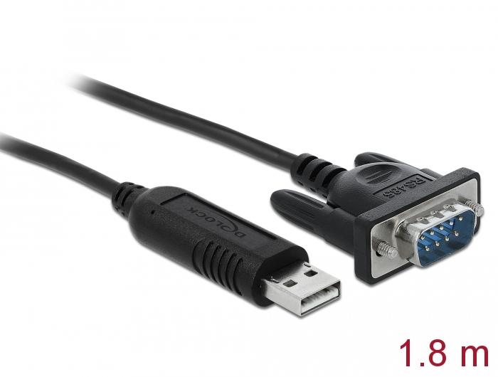Delock Adapter USB 2.0 Typ-A auf 1 x seriell RS-485 DB9 mit 15 kV ESD - Delock