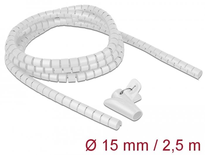 Delock Spiralschlauch mit Aufrollwerkzeug 2,5 m x 15 mm weiß - Delock