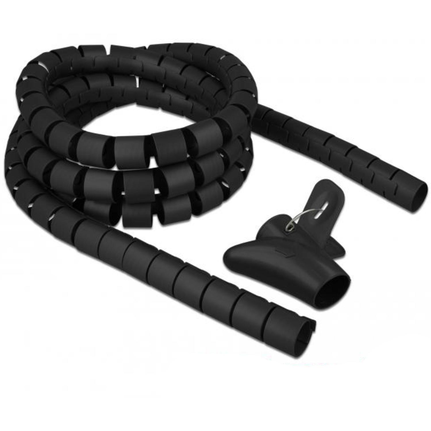 Delock Spiralschlauch mit Aufrollwerkzeug 2,5 m x 30 mm schwarz - Delock